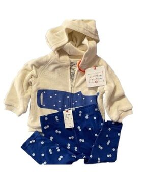 NWT Christian Robinson Kids Cream and Blue Matching Set Size 6-9 Month
